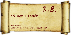 Káldor Elemér névjegykártya