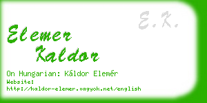 elemer kaldor business card